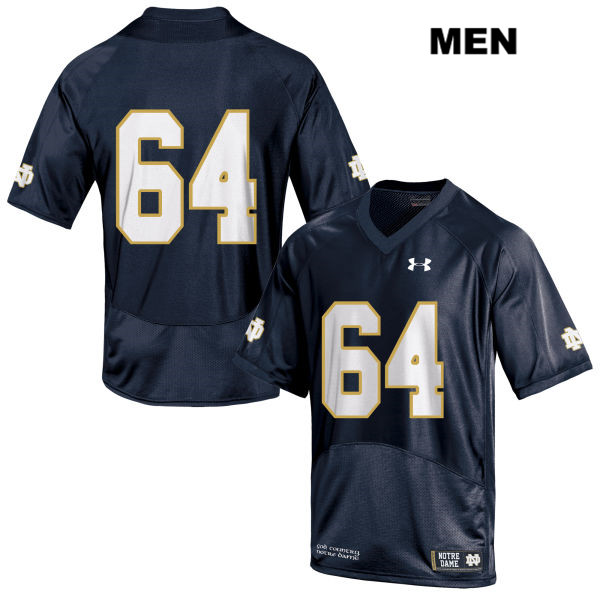 Men's NCAA Notre Dame Fighting Irish #64 Max Siegel Stitched College Under Armour Authentic Navy No Name Football Jersey ND10E10QV